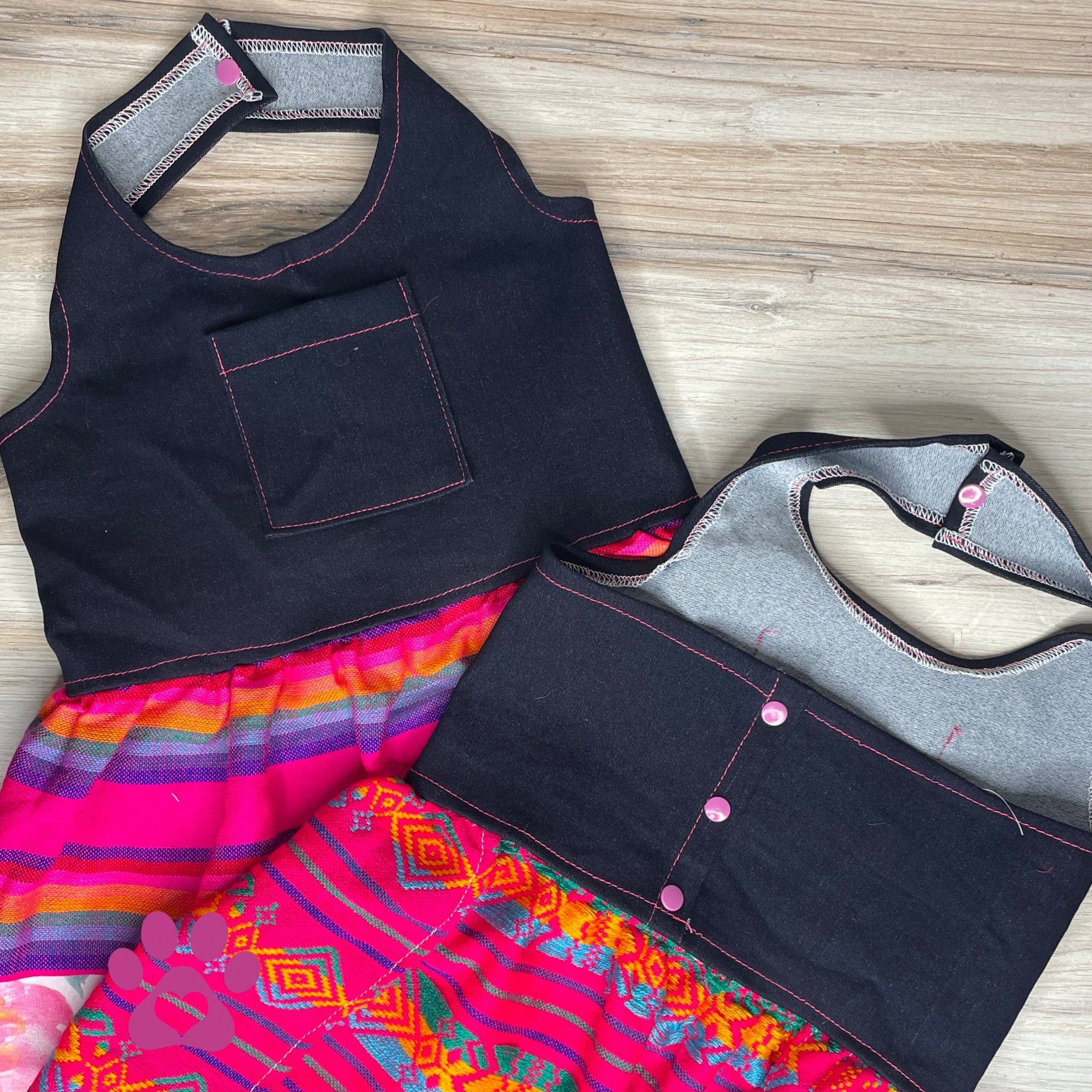 Mexican Style Dog Dress - Denim