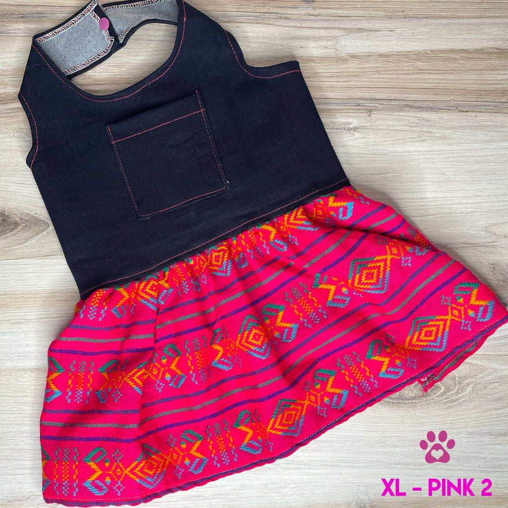 Mexican Style Dog Dress - Denim