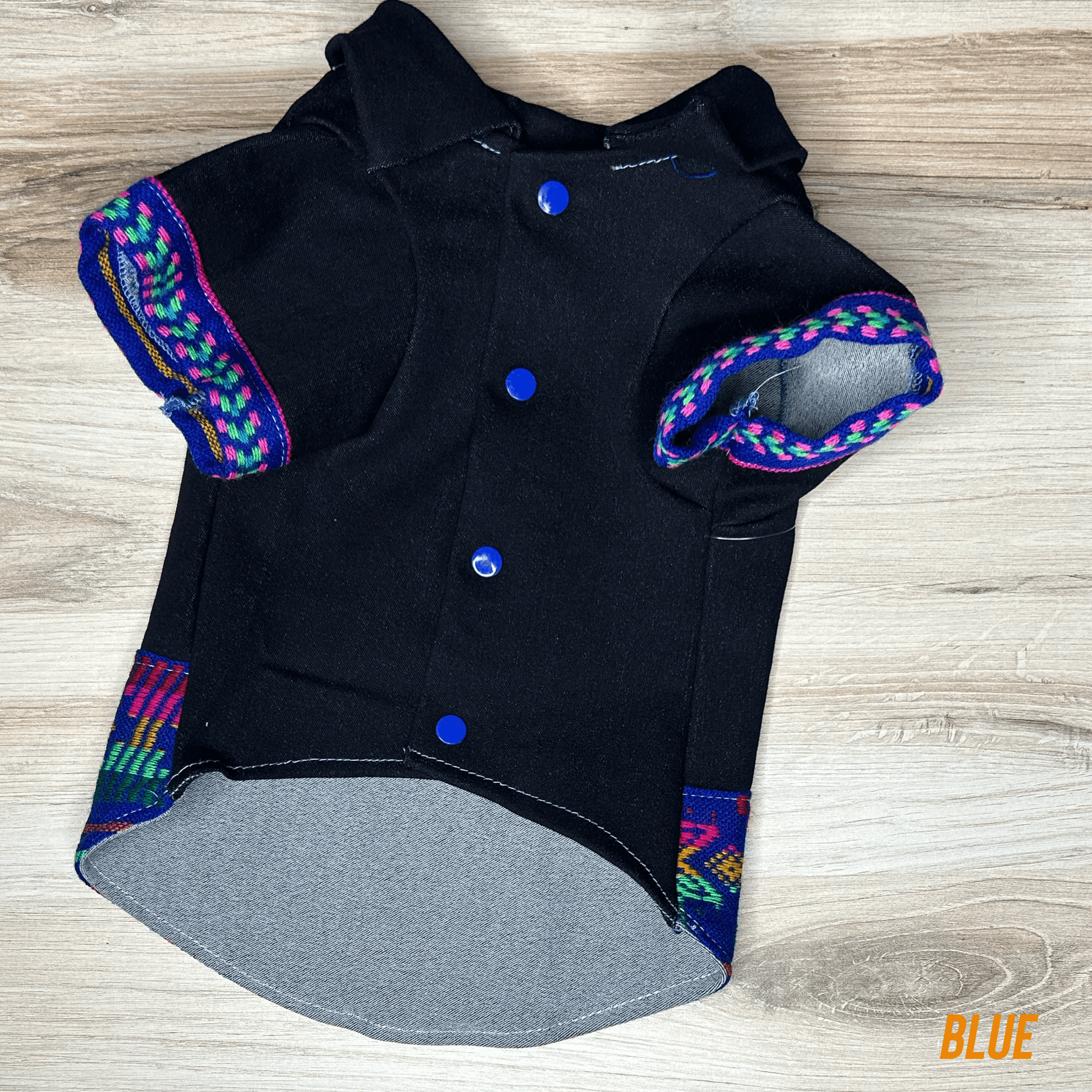 Mexican Style Dog Guayabera Shirt - Denim