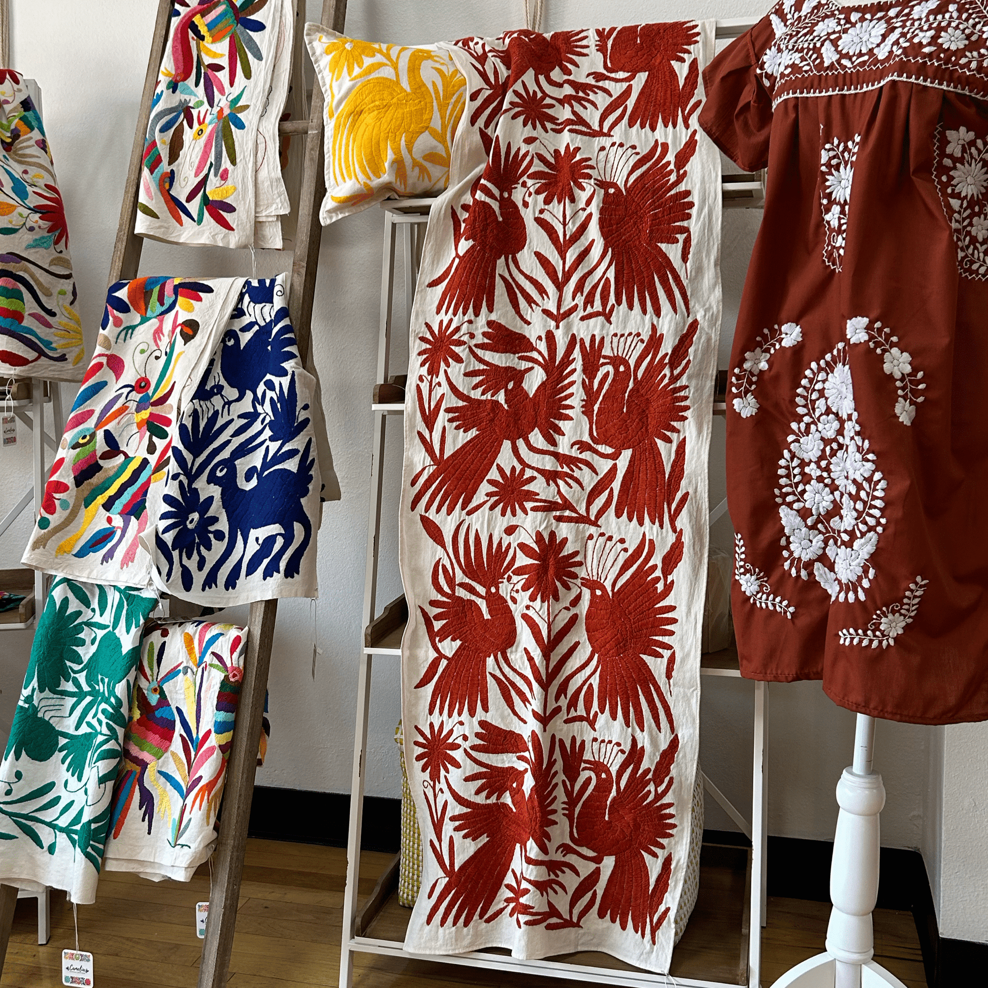 Mexican Table Runner Otomi - Burnt Orange