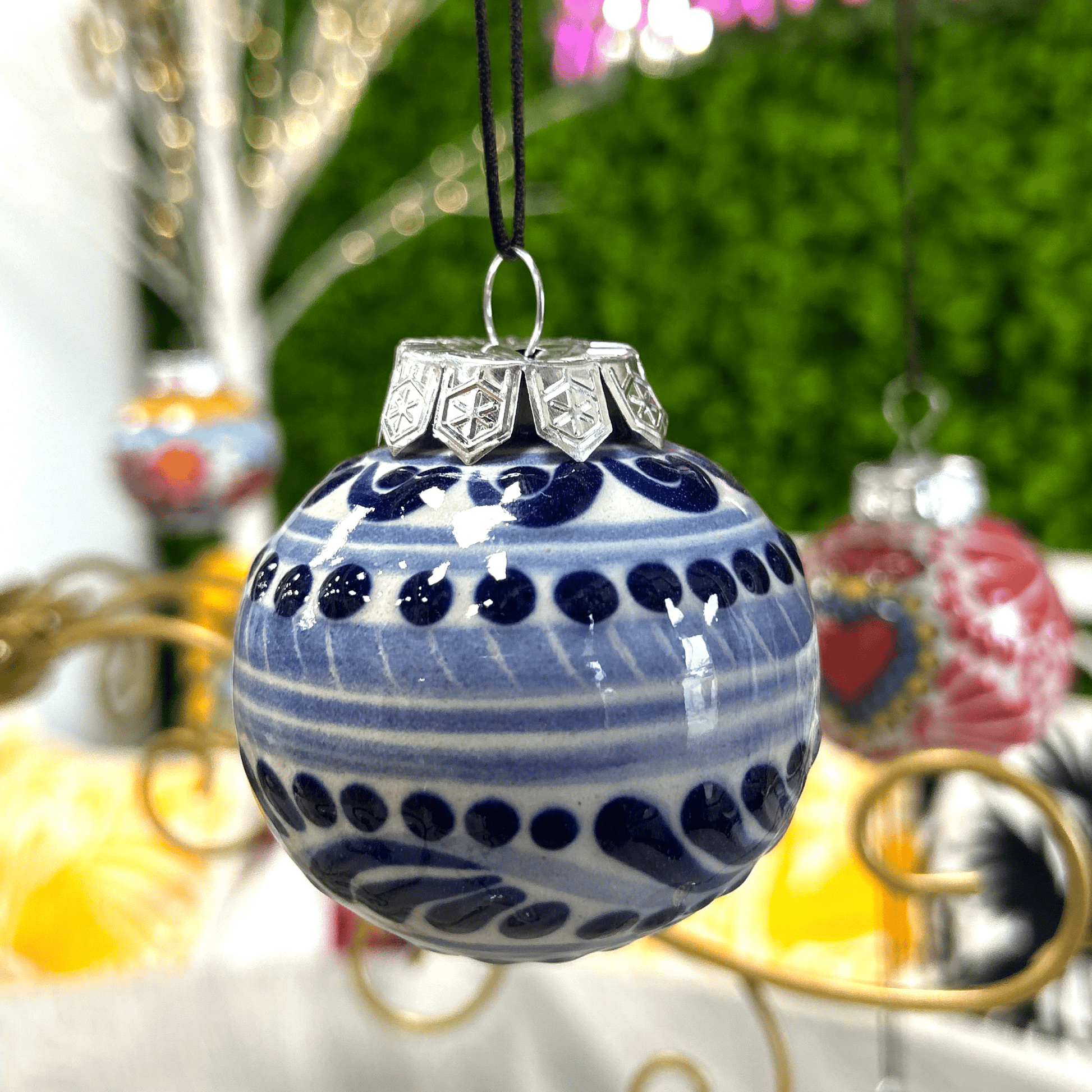 Mexican Talavera Christmas Ornament - Blue Mexican Talavera Christmas Ornament - Blue