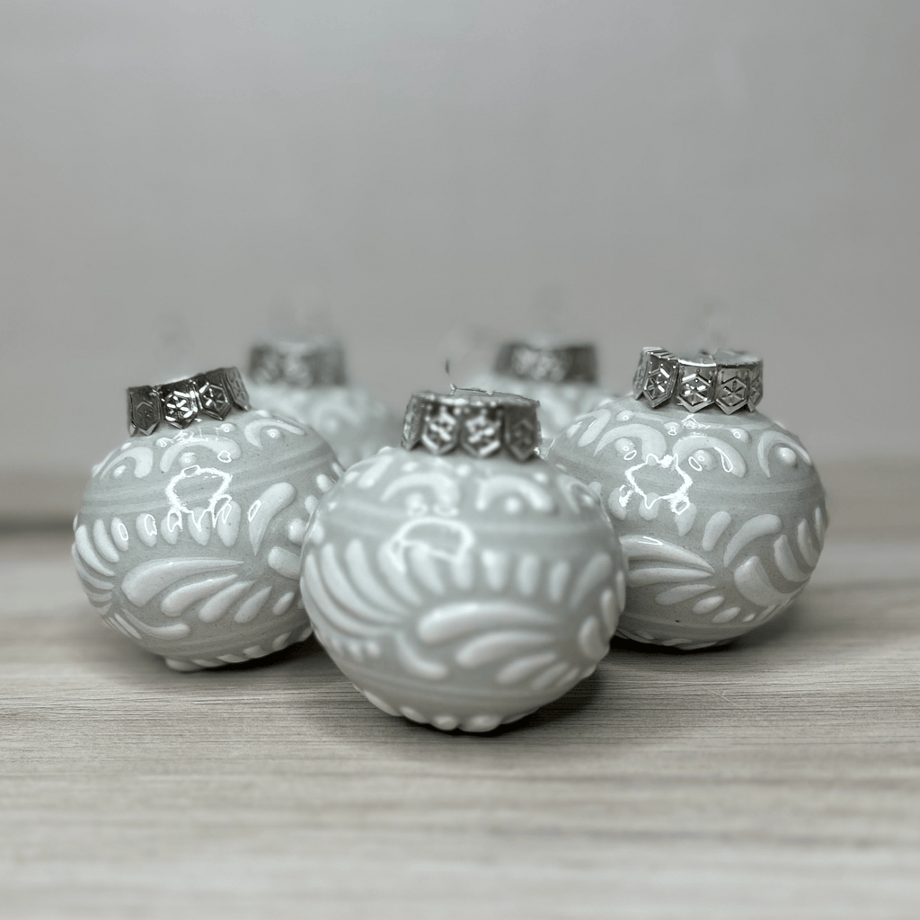 Mexican Talavera Christmas Ornament - White Mexican Talavera Christmas Ornament - White