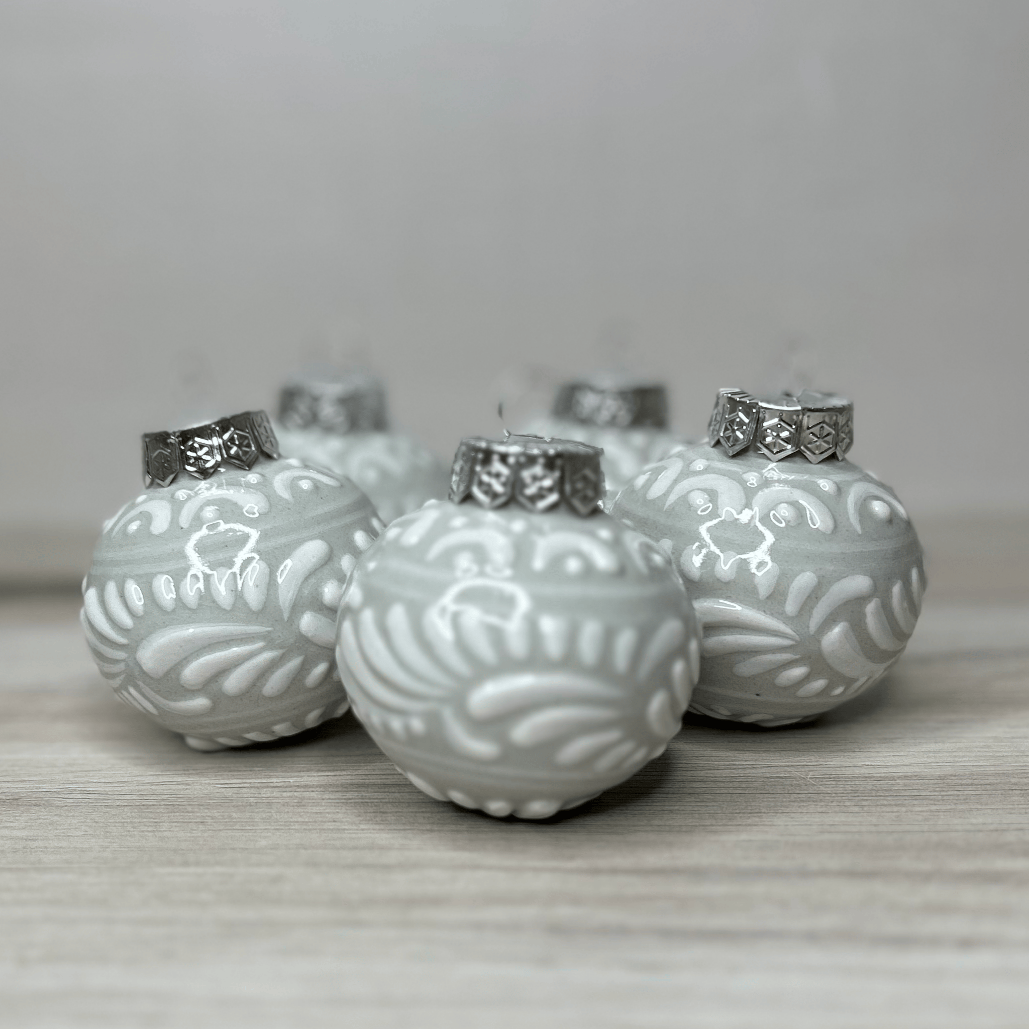 Mexican Talavera Christmas Ornament - White Mexican Talavera Christmas Ornament - White