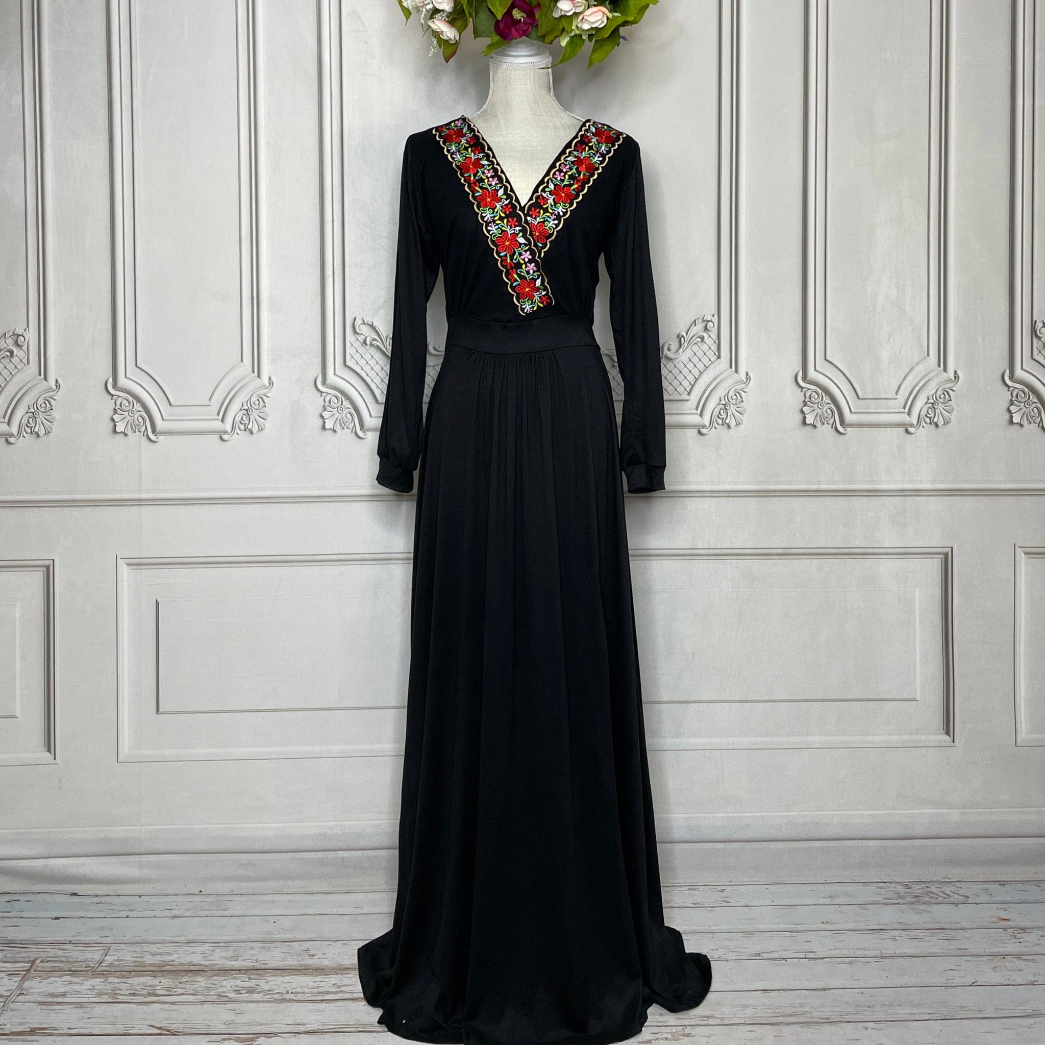 Mexican V-Neck Open Sleeve Maxi Dress - Daisy