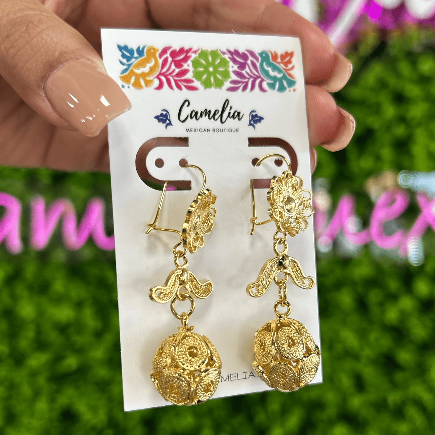 Oaxacan Filigree Earrings - Flower Spheres - Large Oaxacan Filigree Earrings - Flower Spheres - Large