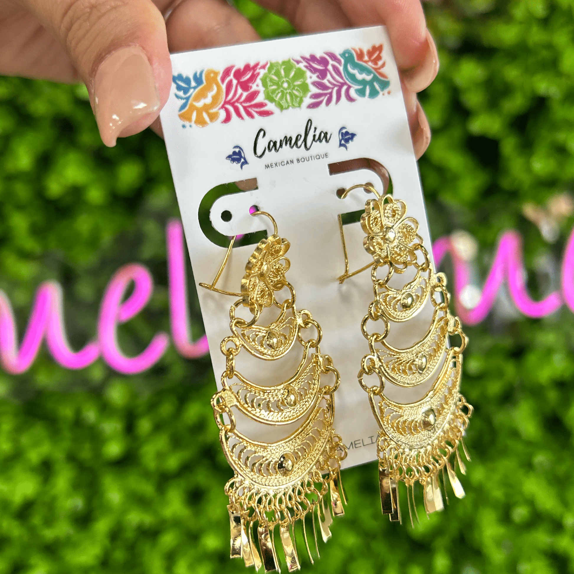 Oaxacan Filigree Earrings - Half Moon- Waterfall - Large Oaxacan Filigree Earrings - Half Moon- Waterfall - Large