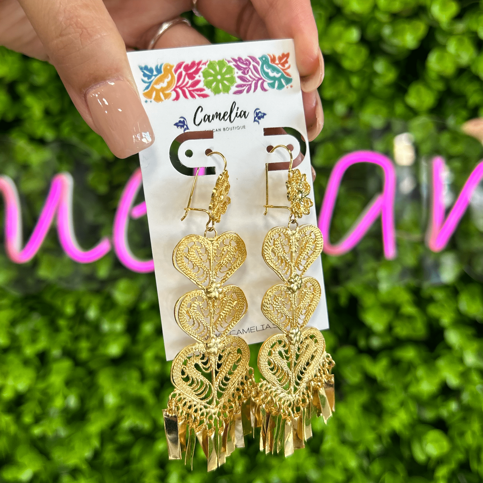 Oaxacan Filigree Earrings - Heart Drop - XLarge Oaxacan Filigree Earrings - Heart Drop - XLarge