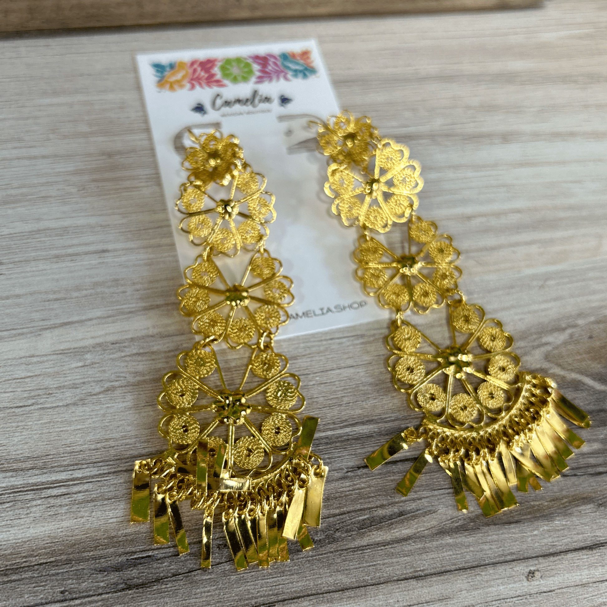 Oaxacan Filigree Earrings - Peacock