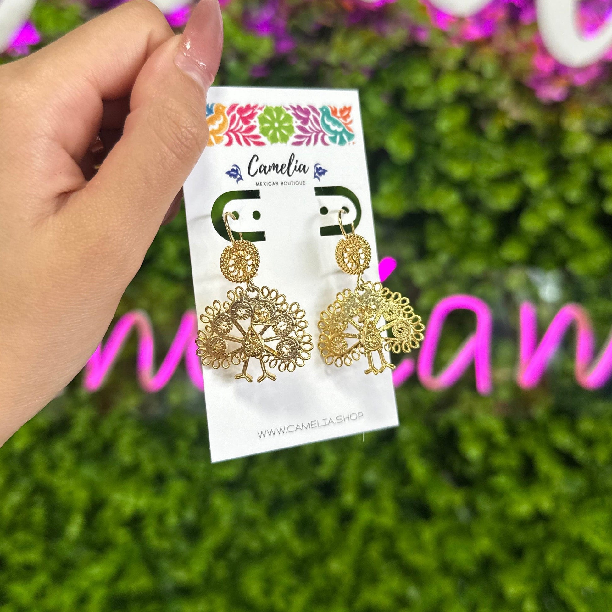 Oaxacan Filigree Earrings - Peacock - Small Oaxacan Filigree Earrings - Peacock - Small