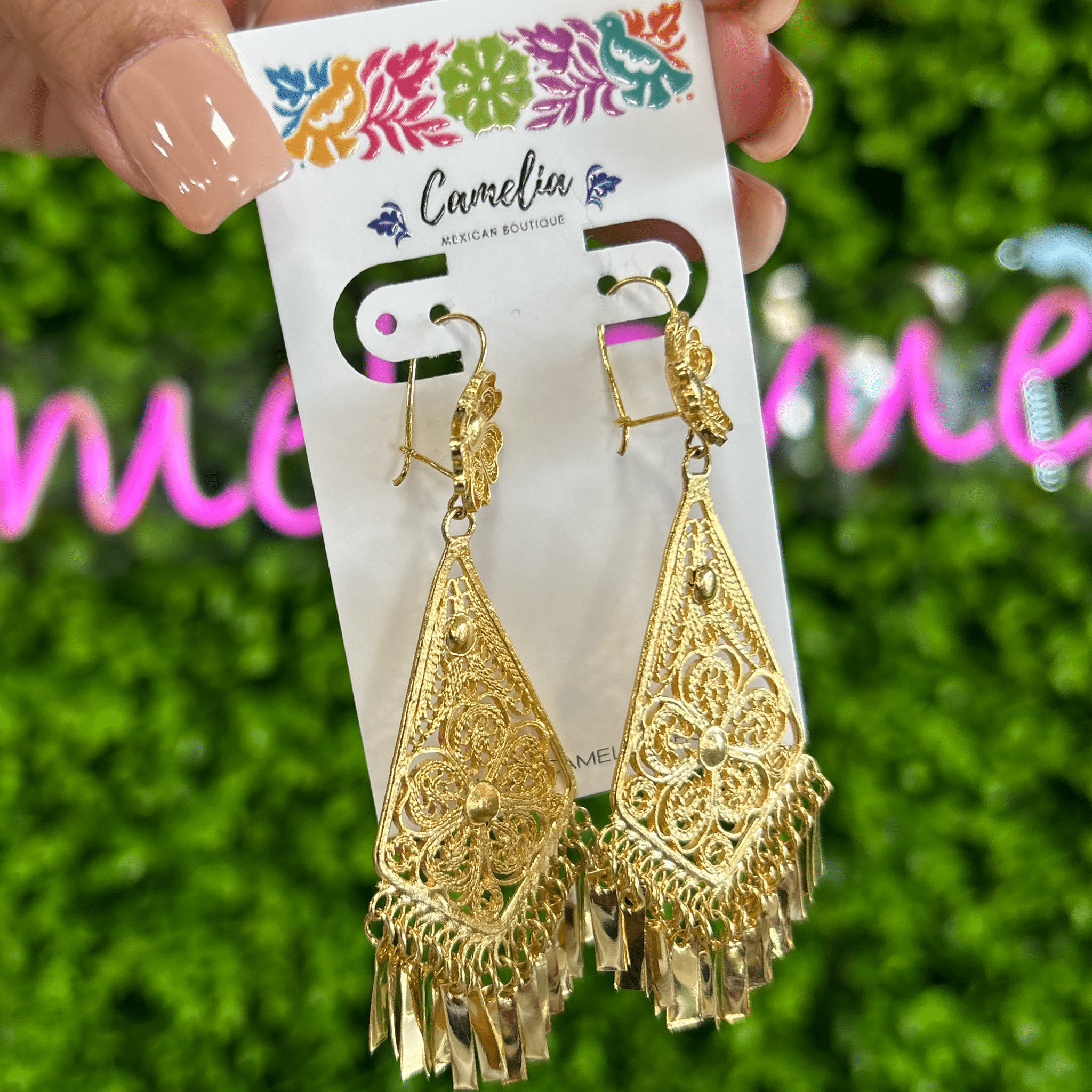 Oaxacan Filigree Earrings - Triangle- Large Oaxacan Filigree Earrings - Triangle- Large