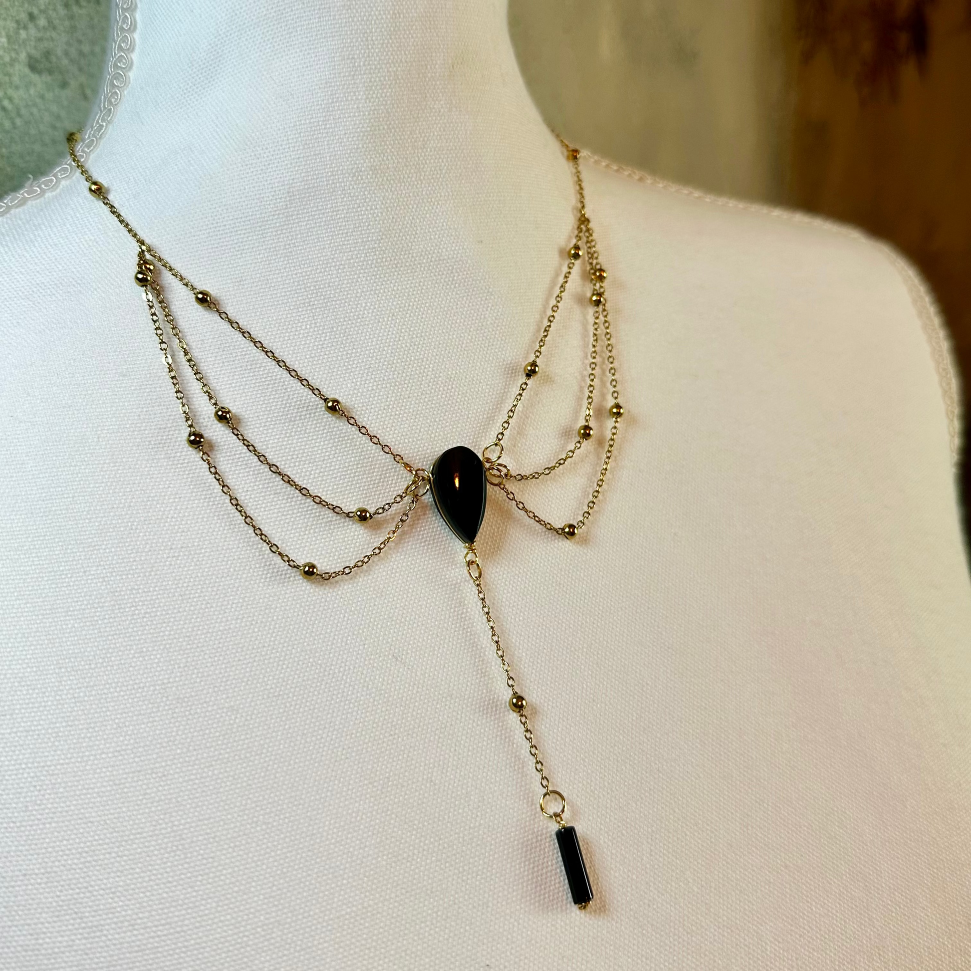 Obsidian Crystal Tiered Necklace Obsidian Crystal Tiered Necklace