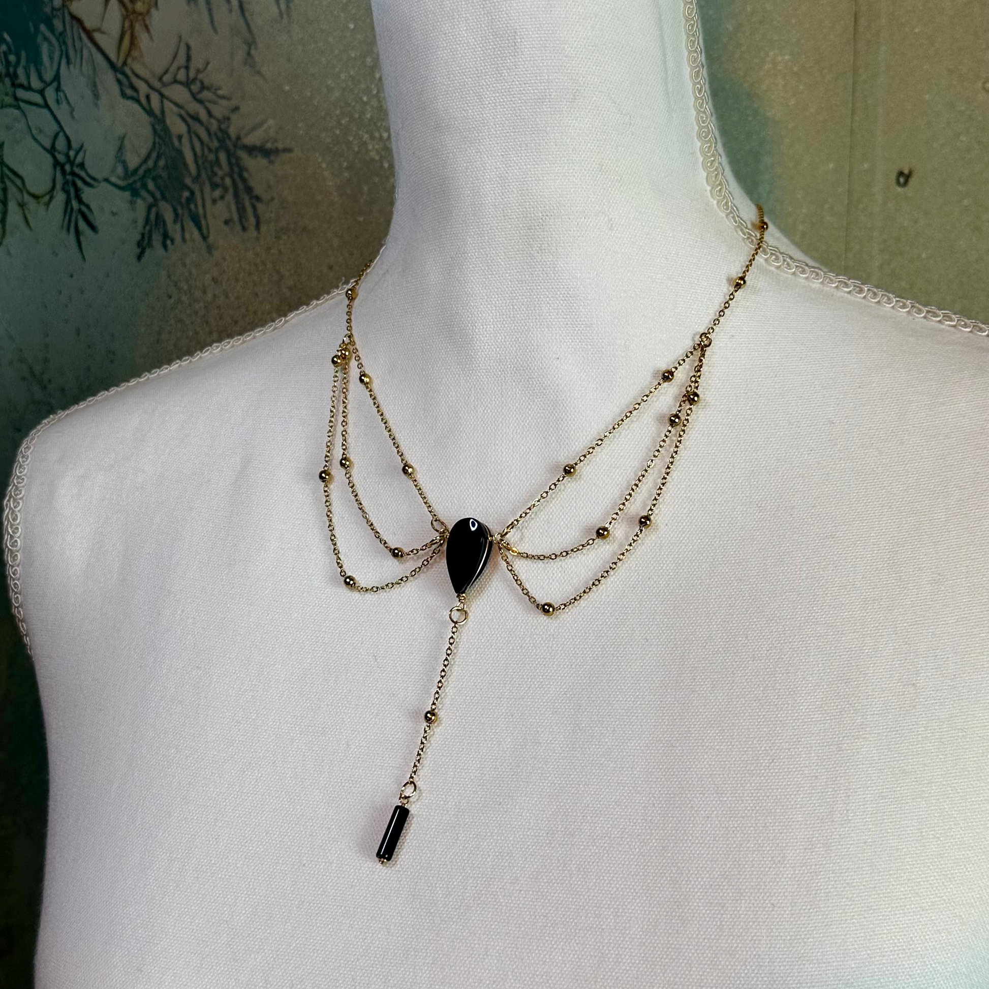 Obsidian Crystal Tiered Necklace Obsidian Crystal Tiered Necklace