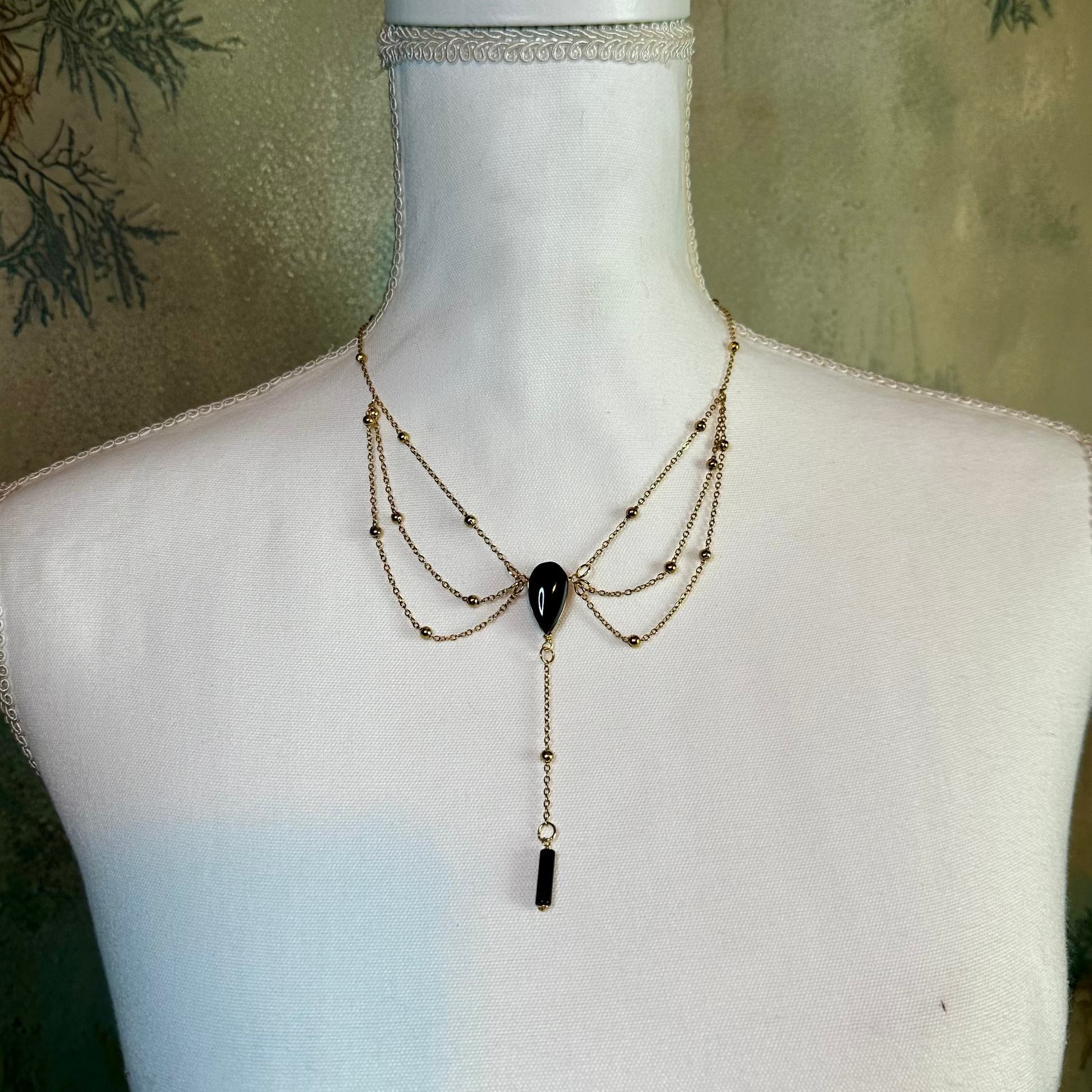 Obsidian Crystal Tiered Necklace Obsidian Crystal Tiered Necklace