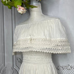 Off Shoulder Gauze Knee Length Dress - Lace Simple