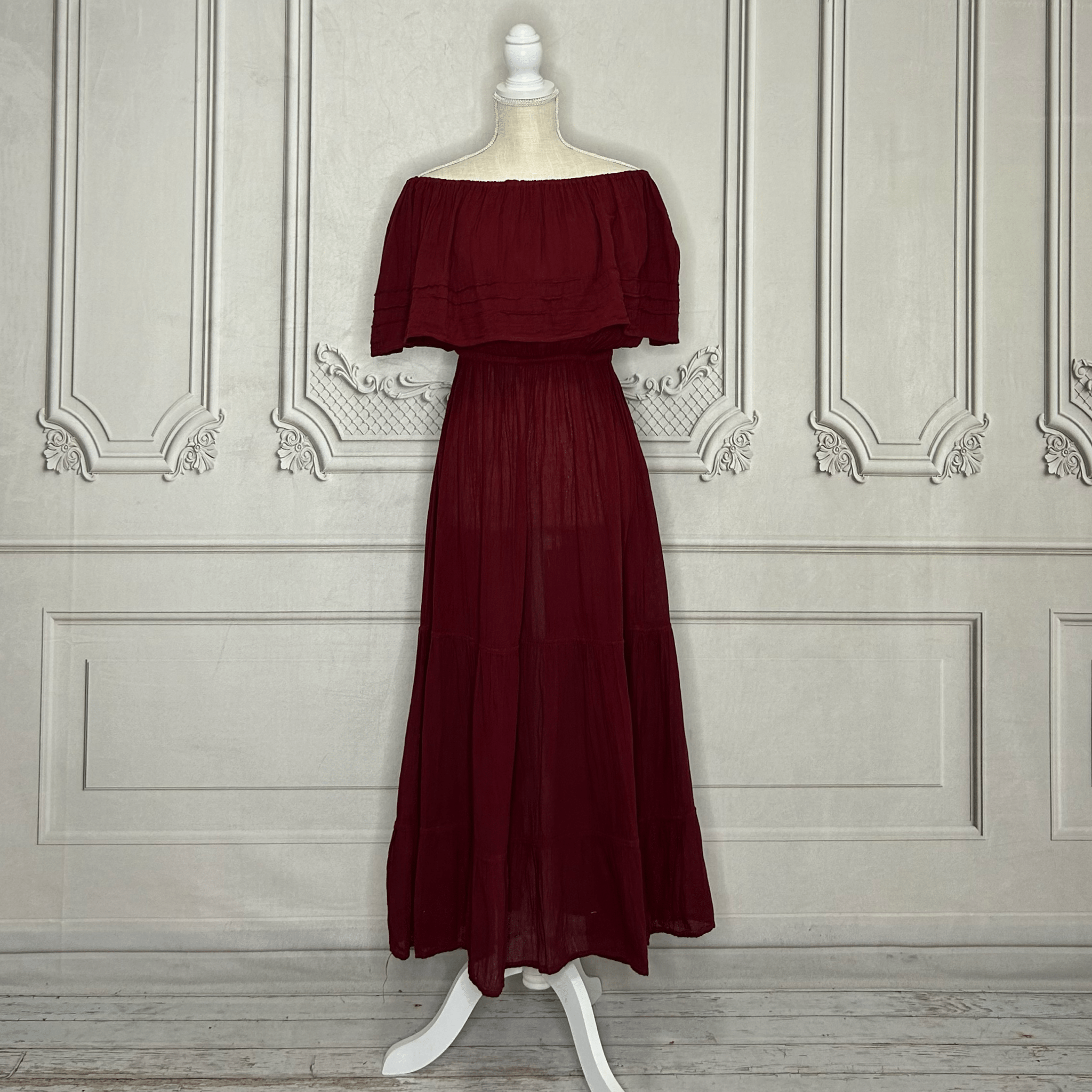 Off Shoulder Gauze Maxi Dress