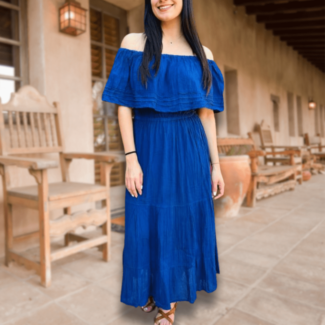 Off Shoulder Gauze Maxi Dress