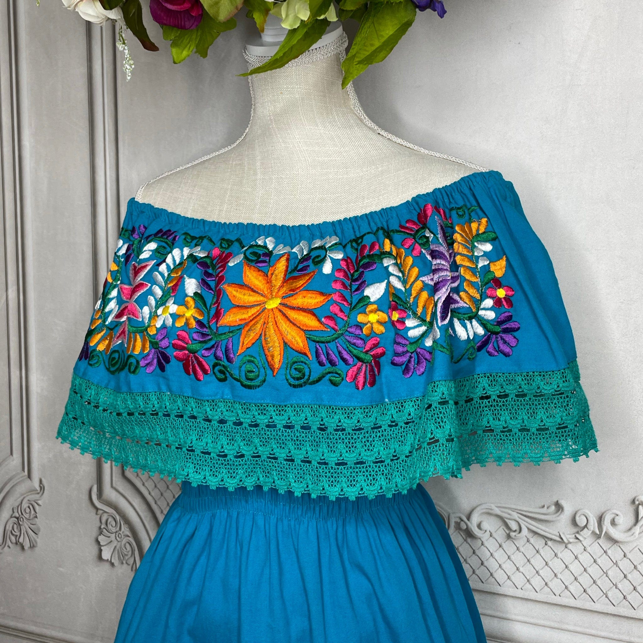 Off Shoulder Mexican Blouse Elastic Waist Peplum Jazmin – Camelia