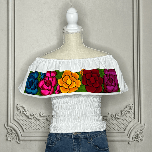 Off Shoulder Mexican Blouse Elastic Waist - Zinnia Off Shoulder Mexican Blouse Elastic Waist - Zinnia