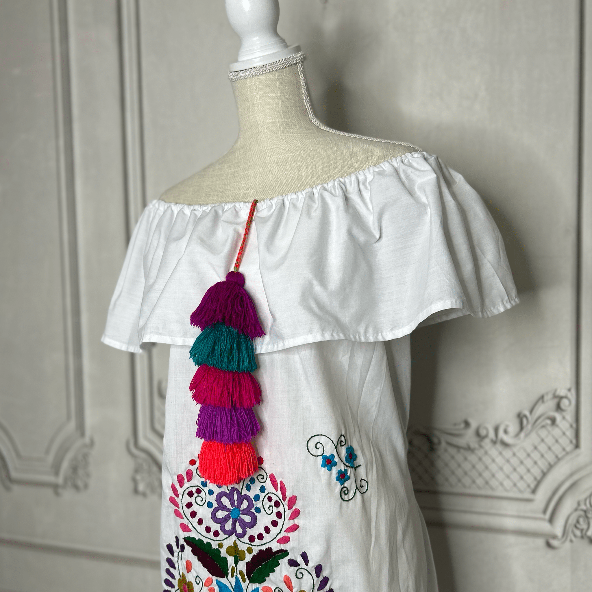 Off Shoulder Puebla Mexican Dress - Midi Off Shoulder Puebla Mexican Dress - Midi