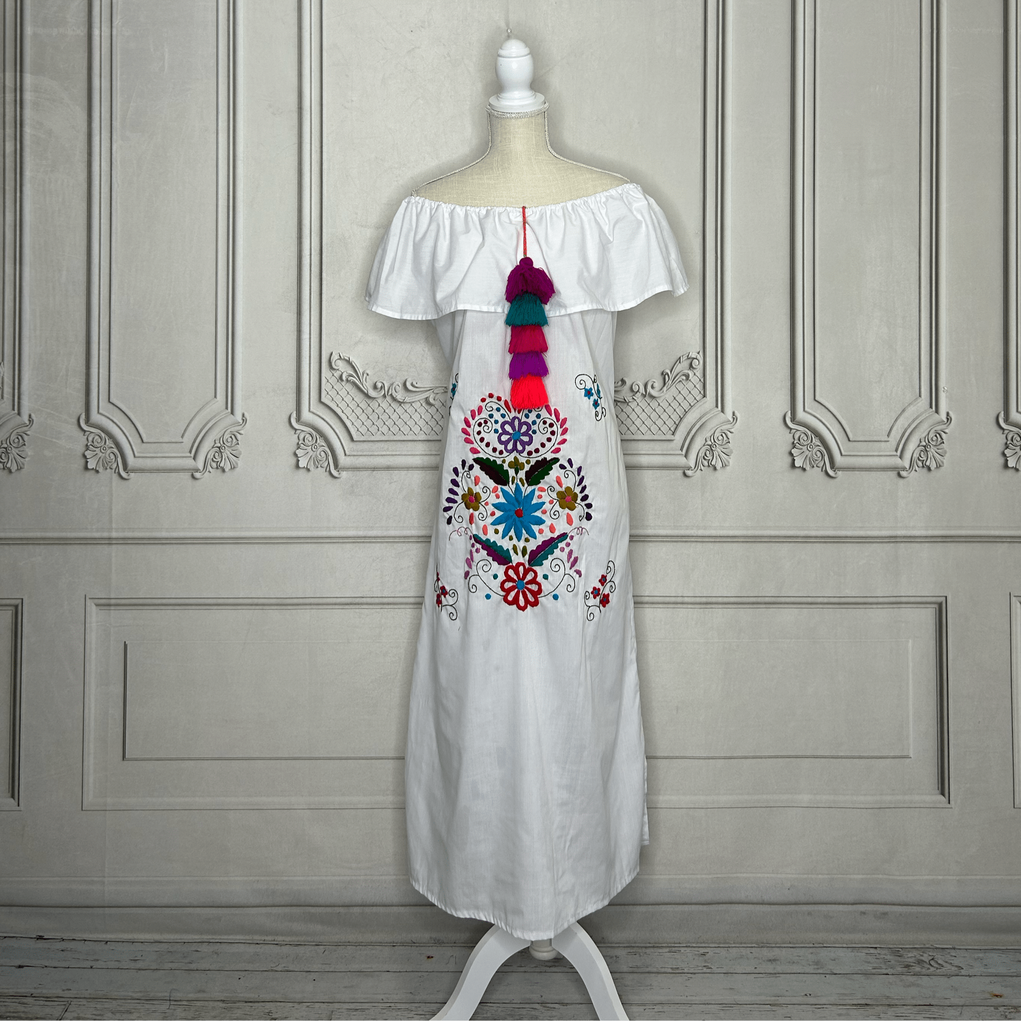 Off Shoulder Puebla Mexican Dress - Midi Off Shoulder Puebla Mexican Dress - Midi