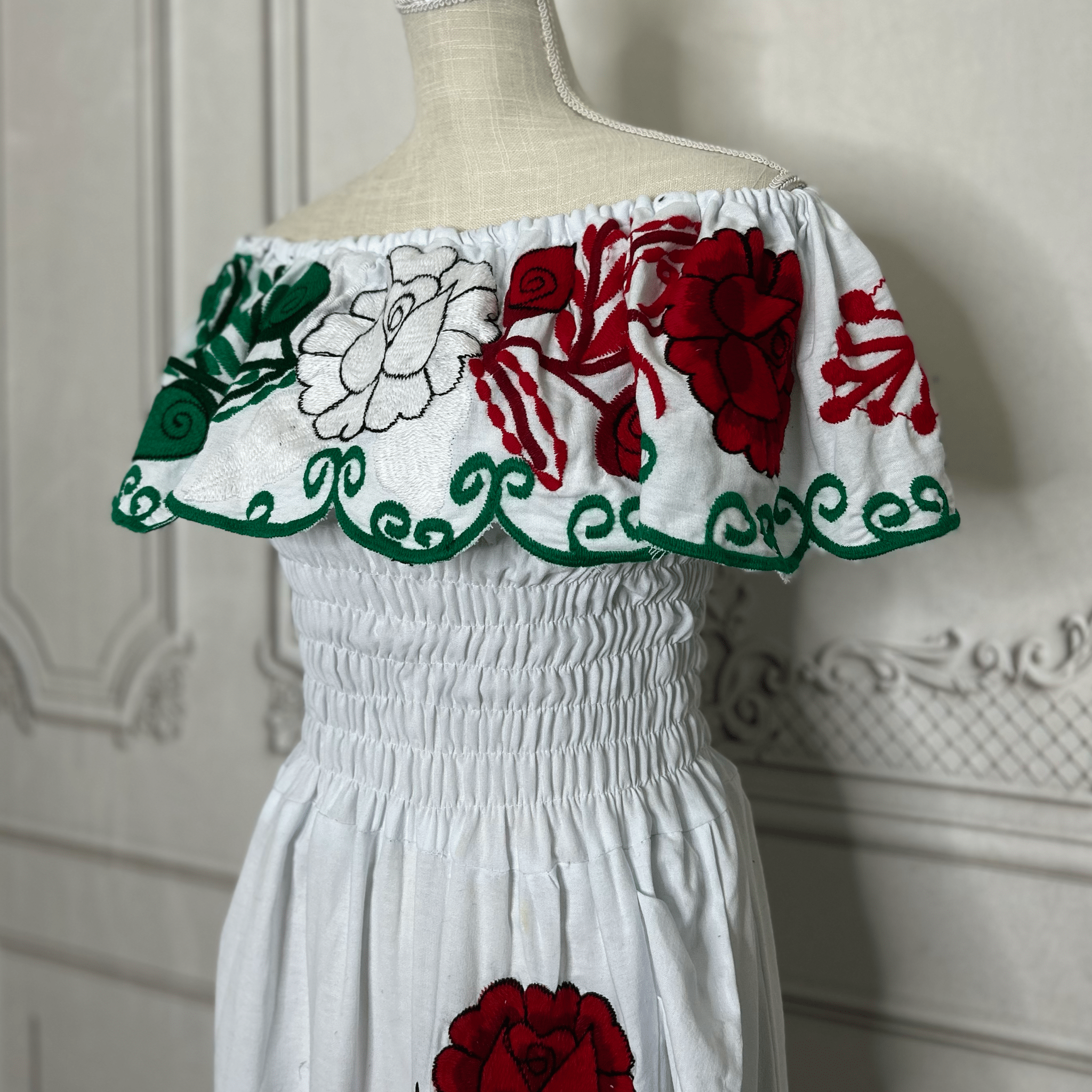 Off Shoulder Tri-Color VIVA MEXICO Dress - Side Slit Off Shoulder Tri-Color VIVA MEXICO Dress - Side Slit