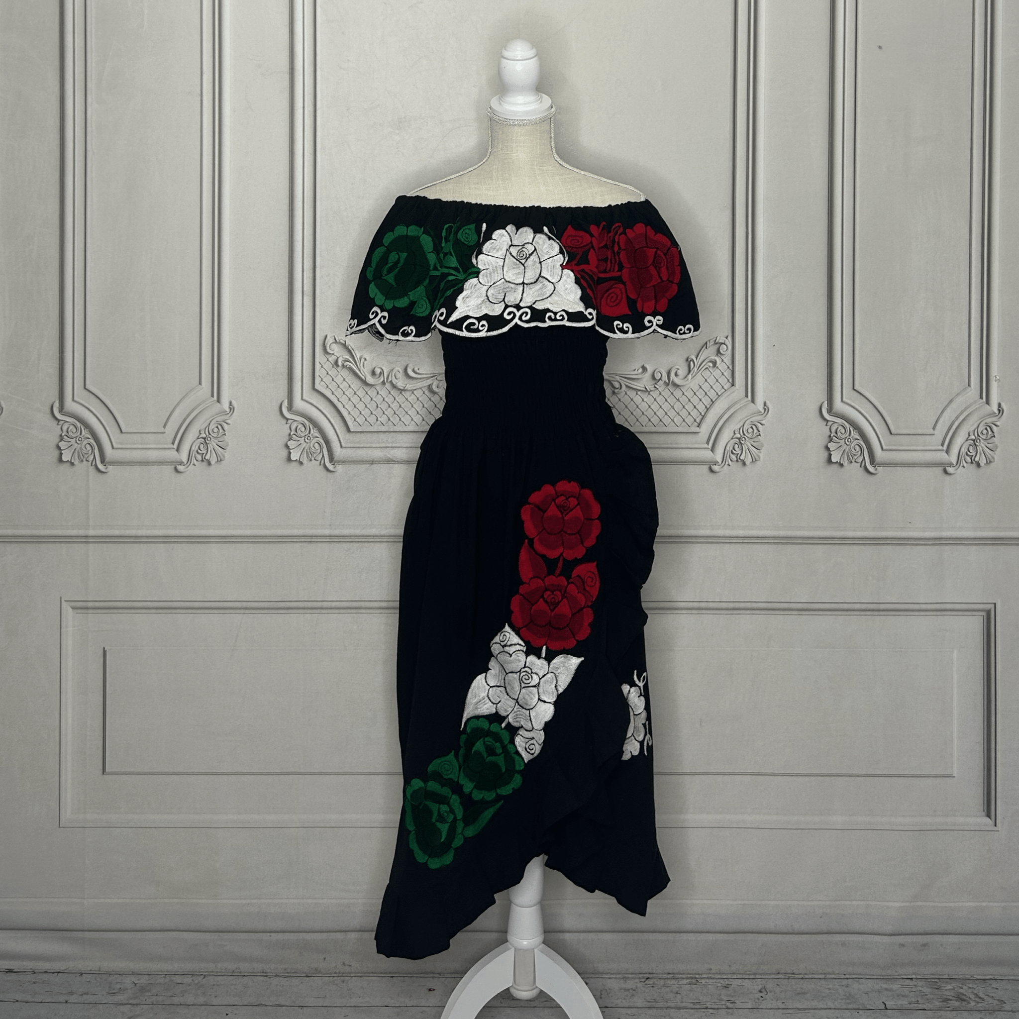 Off Shoulder Tri-Color VIVA MEXICO Dress - Side Slit Off Shoulder Tri-Color VIVA MEXICO Dress - Side Slit