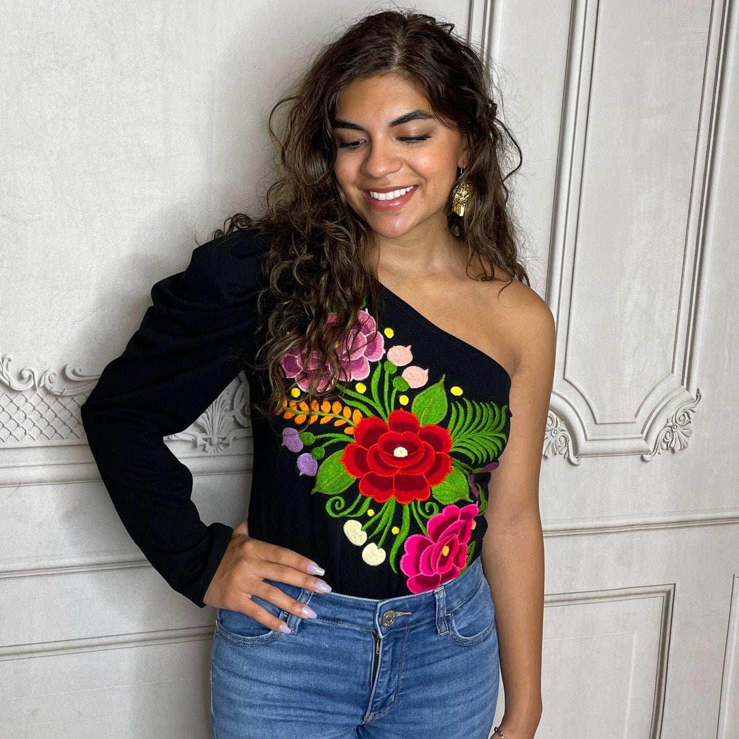 One Sleeve Mexican Bodysuit - Zinnia