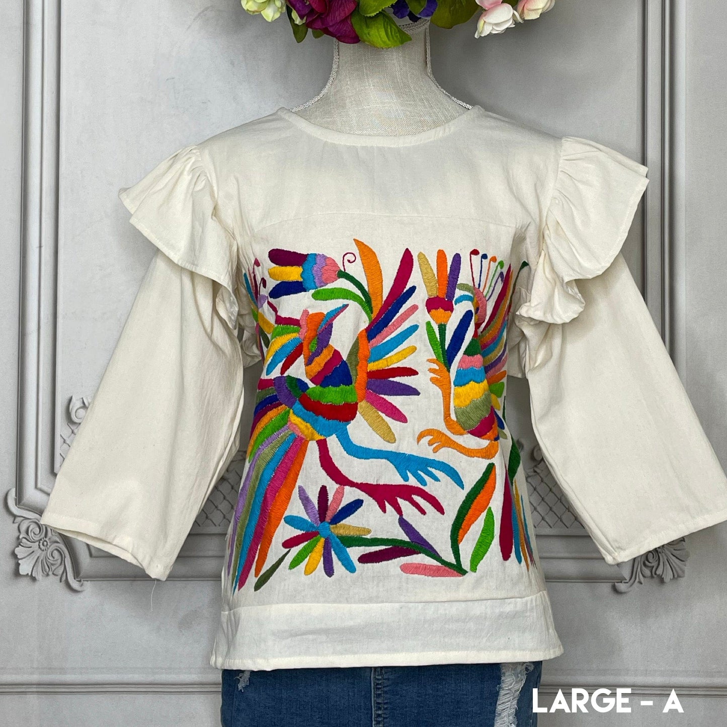 Otomi Butterfly Sleeve Blouse - 3/4 Sleeve