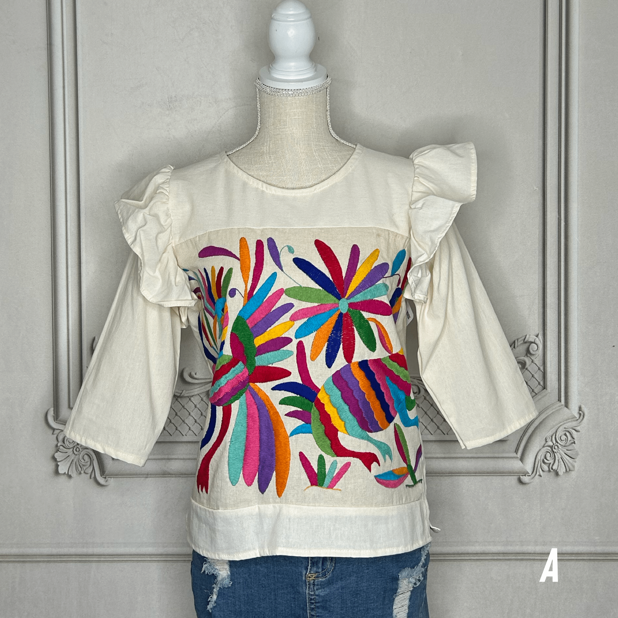 Otomi Butterfly Sleeve Blouse - 3/4 Sleeve Otomi Butterfly Sleeve Blouse - 3/4 Sleeve