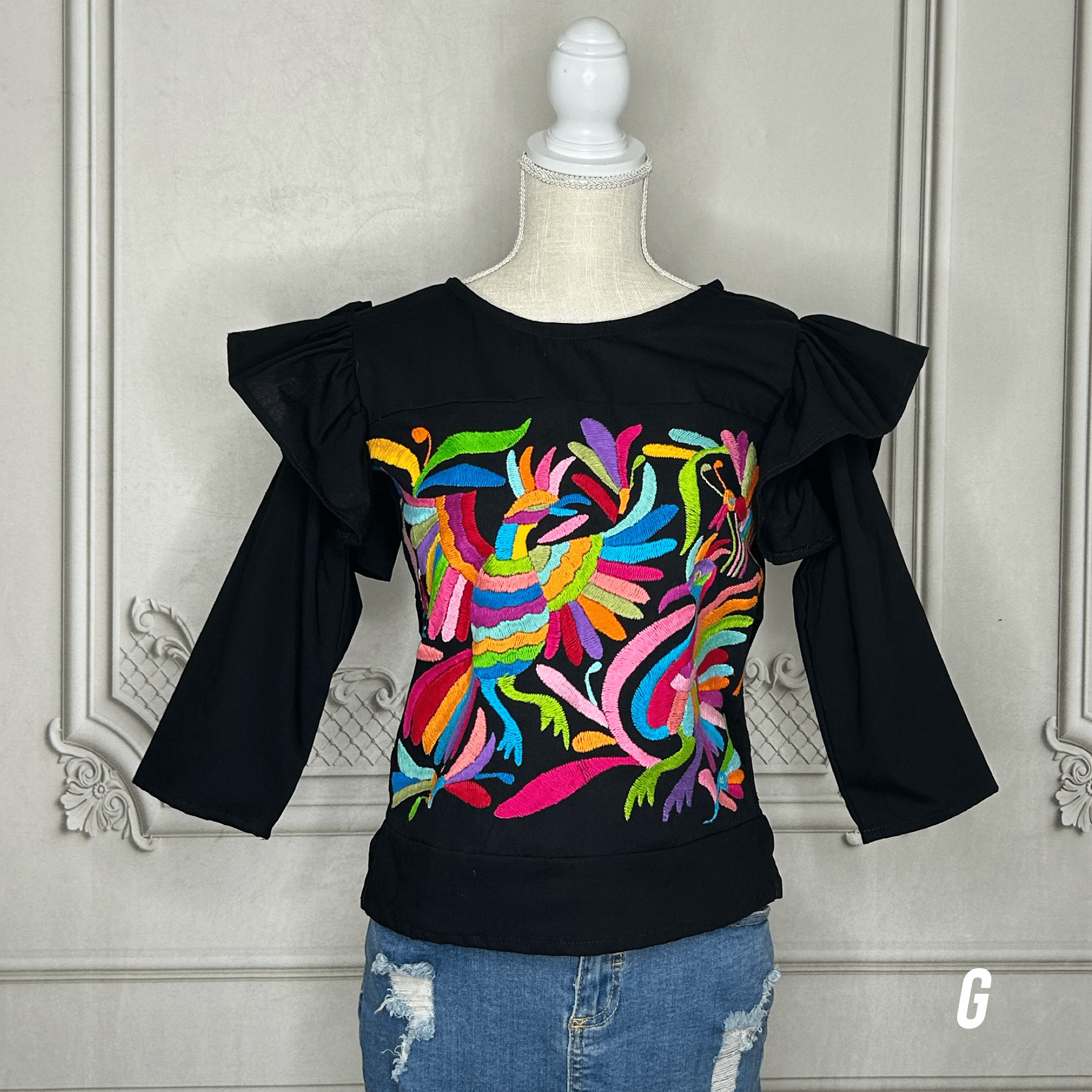 Otomi Butterfly Sleeve Blouse - 3/4 Sleeve Otomi Butterfly Sleeve Blouse - 3/4 Sleeve