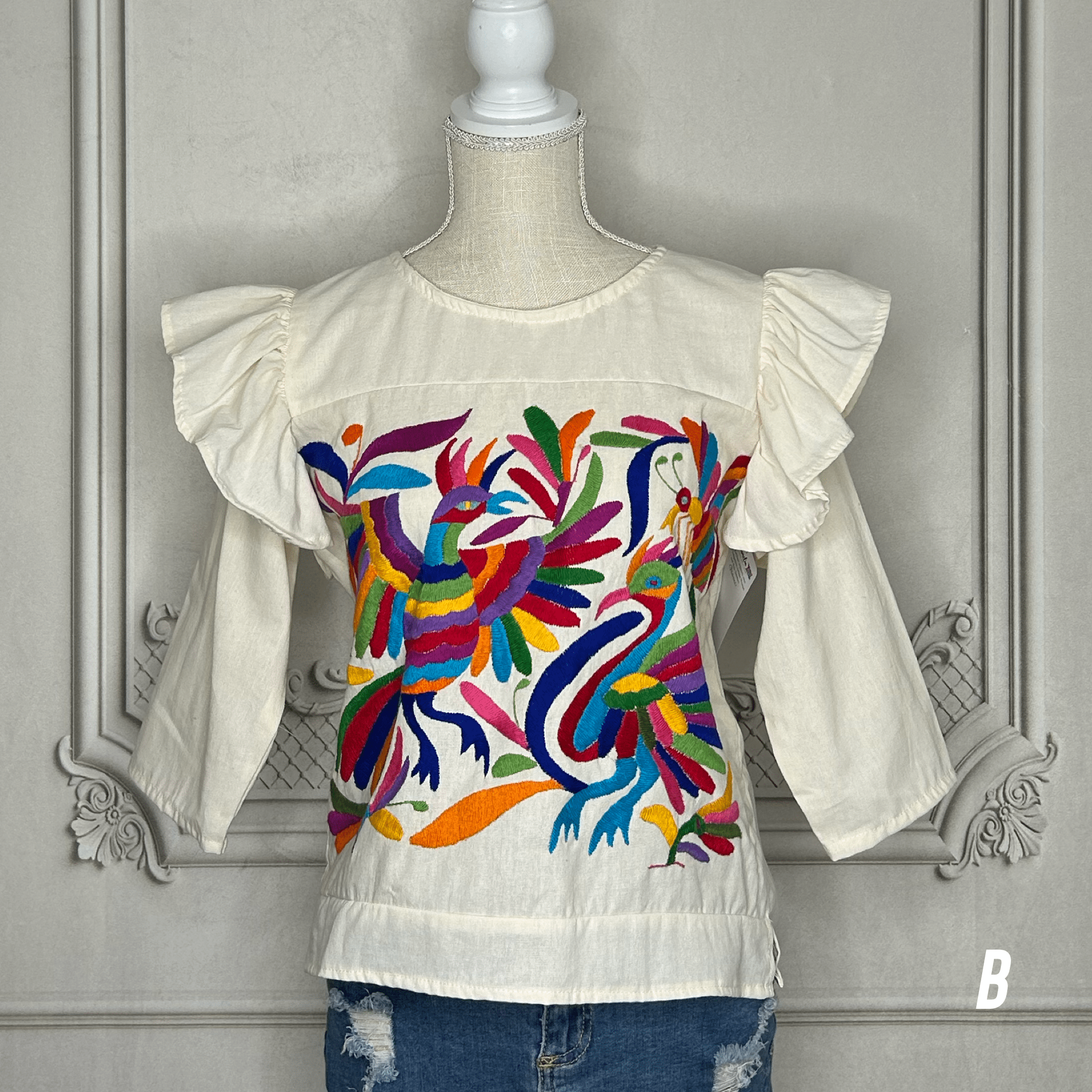 Otomi Butterfly Sleeve Blouse - 3/4 Sleeve Otomi Butterfly Sleeve Blouse - 3/4 Sleeve