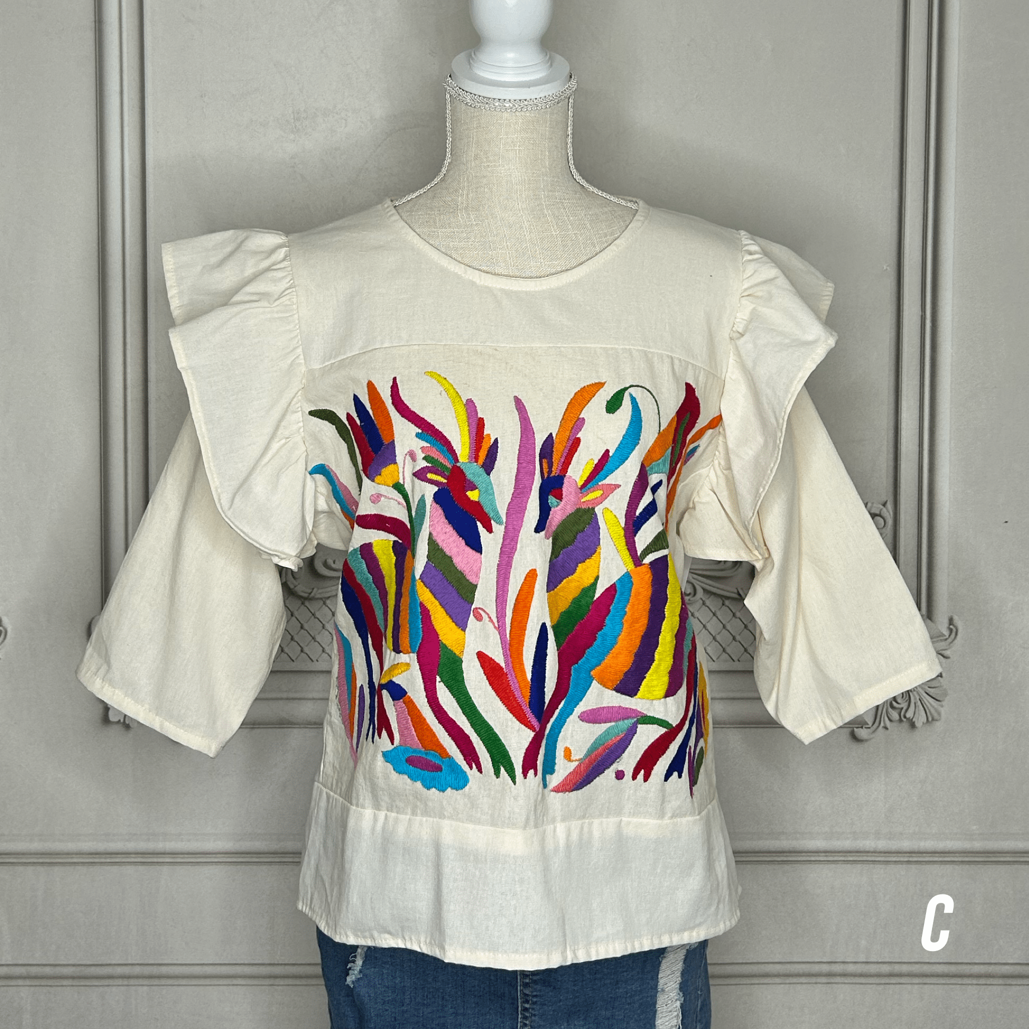 Otomi Butterfly Sleeve Blouse - 3/4 Sleeve Otomi Butterfly Sleeve Blouse - 3/4 Sleeve