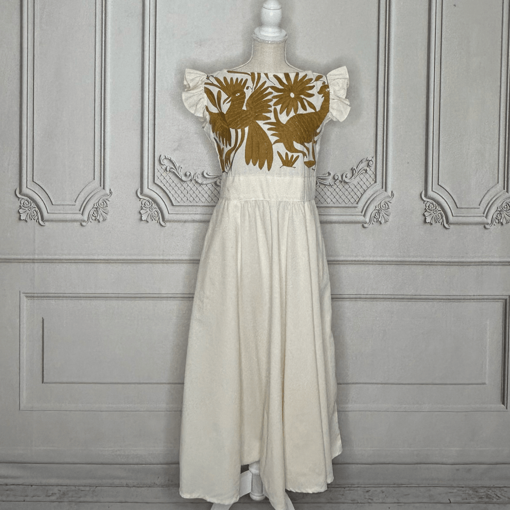 Otomi Butterfly Sleeve Summer Dress - Gold Otomi Butterfly Sleeve Summer Dress - Gold
