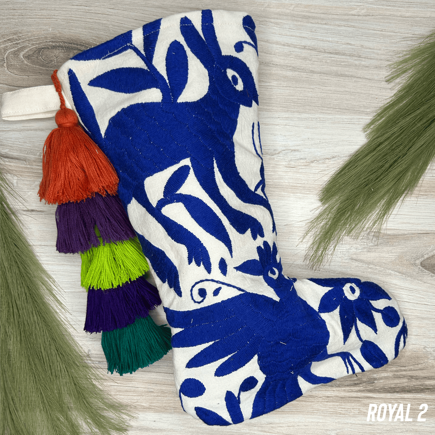 Otomi Embroidered Christmas Stocking - Large Otomi Embroidered Christmas Stocking - Large