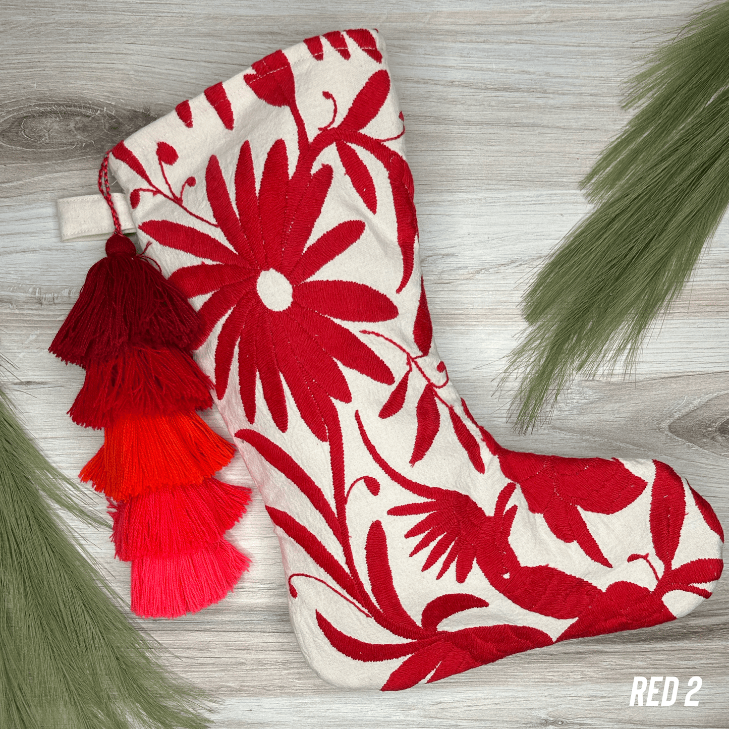 Otomi Embroidered Christmas Stocking - Large Otomi Embroidered Christmas Stocking - Large