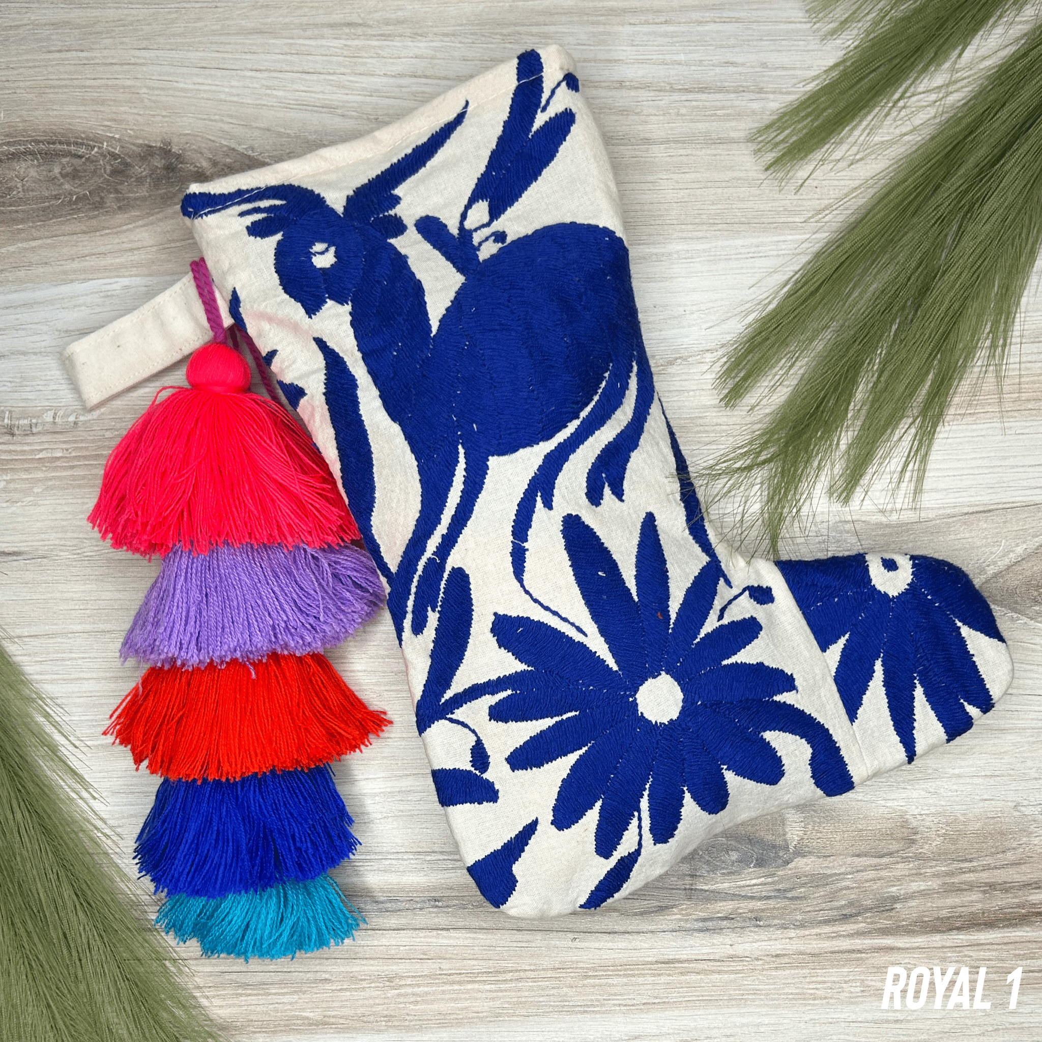 Otomi Embroidered Christmas Stocking - Small Otomi Embroidered Christmas Stocking - Small