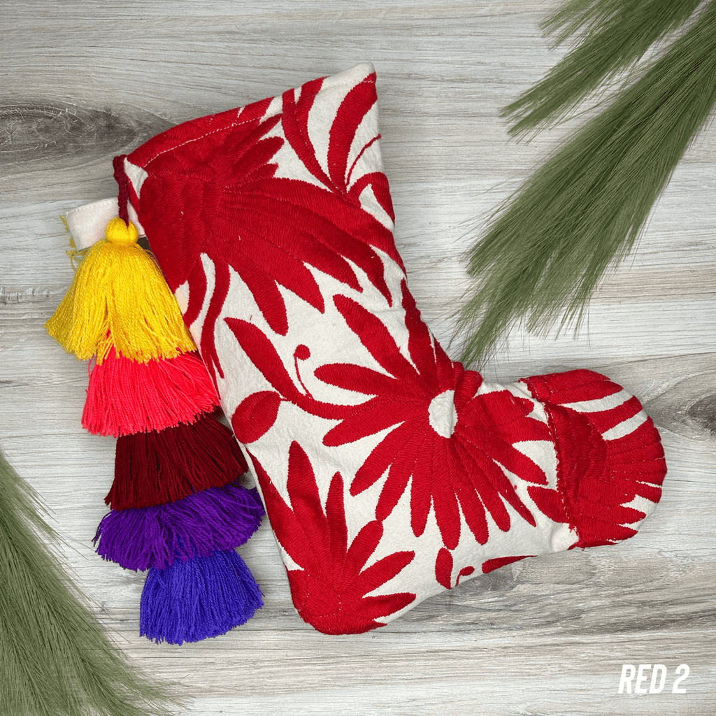 Otomi Embroidered Christmas Stocking - Small Otomi Embroidered Christmas Stocking - Small
