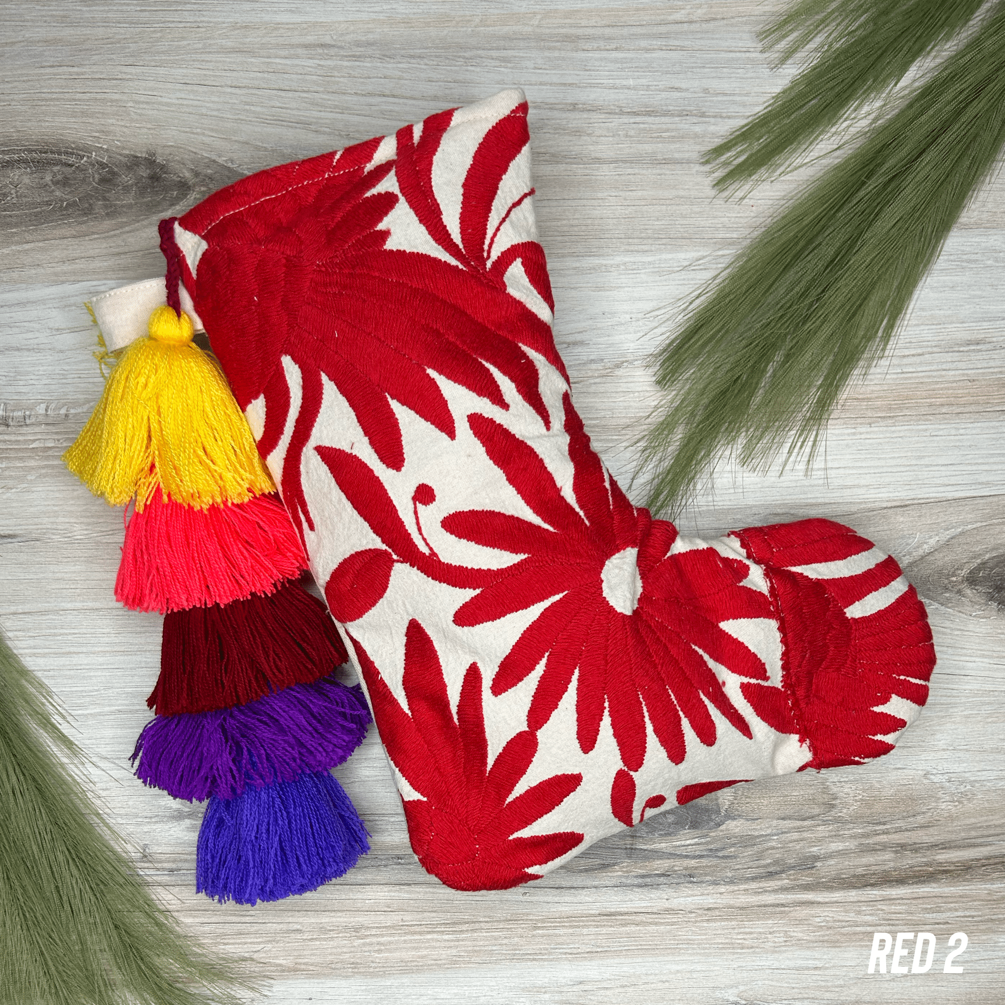 Otomi Embroidered Christmas Stocking - Small Otomi Embroidered Christmas Stocking - Small
