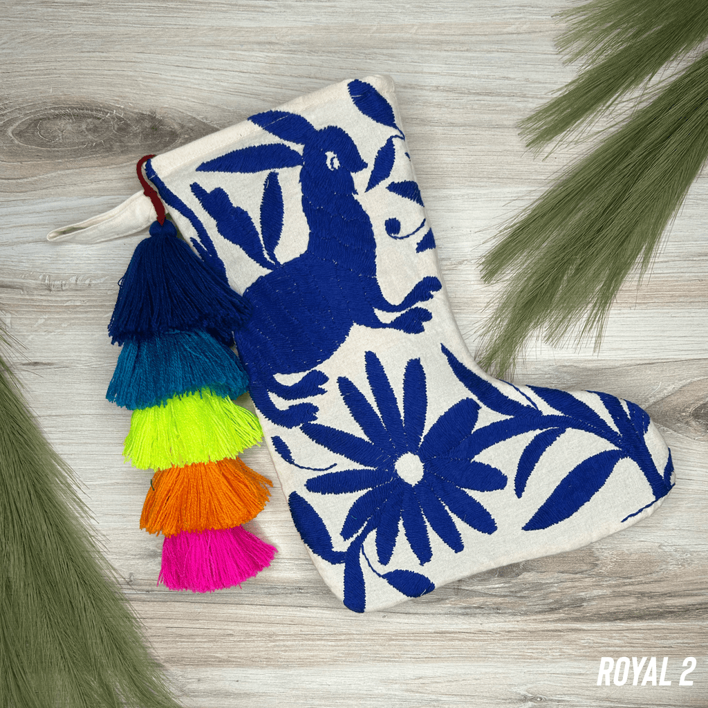 Otomi Embroidered Christmas Stocking - Small Otomi Embroidered Christmas Stocking - Small