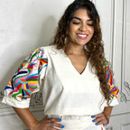 Otomi Embroidered Sleeve Blouse - Multi Otomi Embroidered Sleeve Blouse - Multi