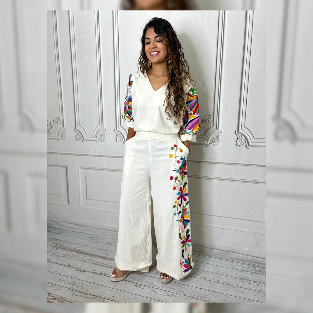 Otomi Palazzo Pants -  Elastic Waist Otomi Palazzo Pants -  Elastic Waist