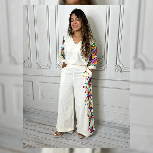 Otomi Palazzo Pants -  Elastic Waist Otomi Palazzo Pants -  Elastic Waist