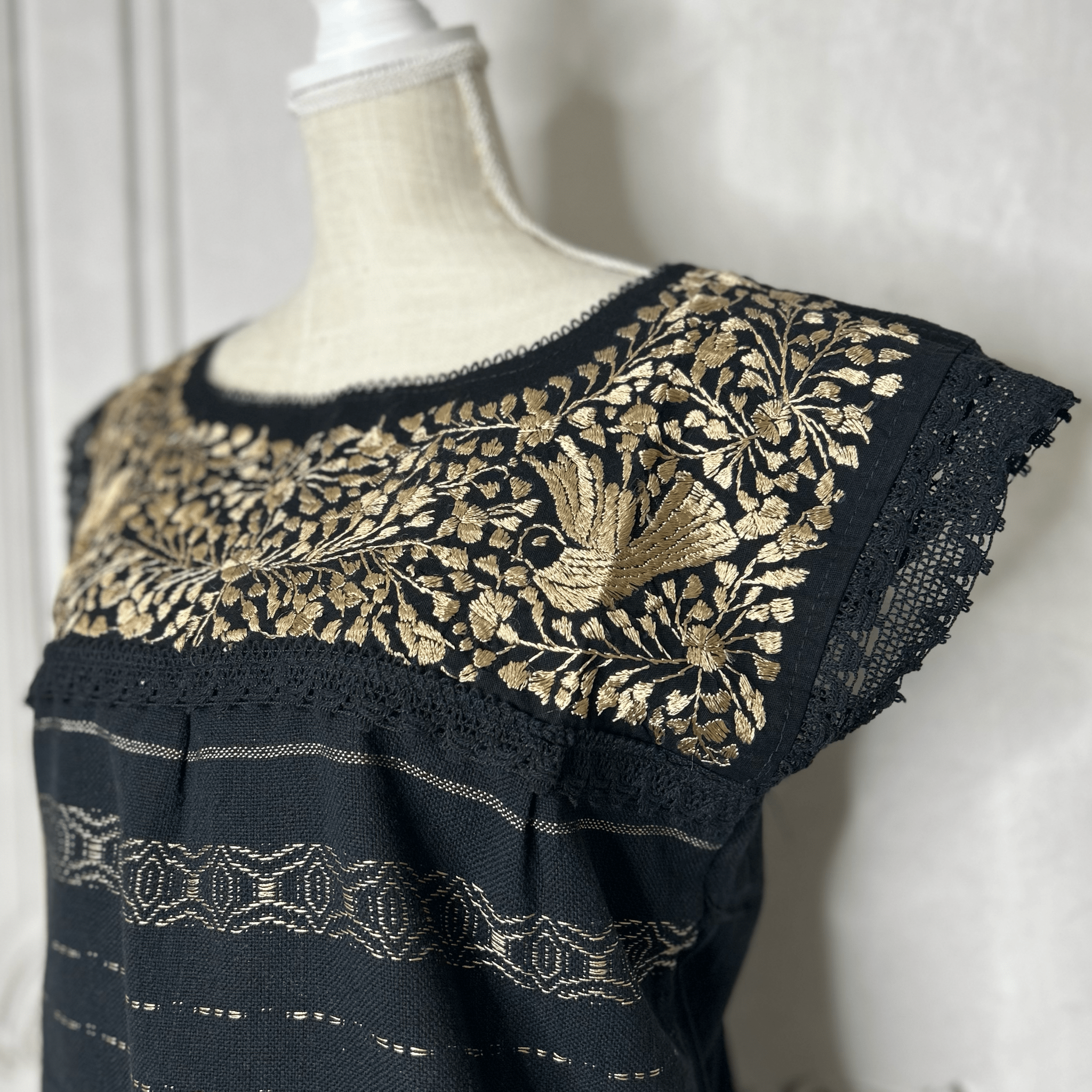 Paloma Loomed Mexican Blouse - Gold Paloma Loomed Mexican Blouse - Gold