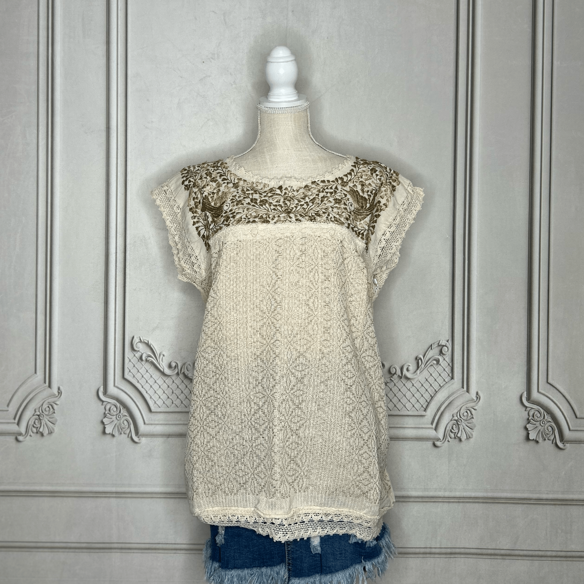 Paloma Loomed Mexican Blouse - Gold Paloma Loomed Mexican Blouse - Gold