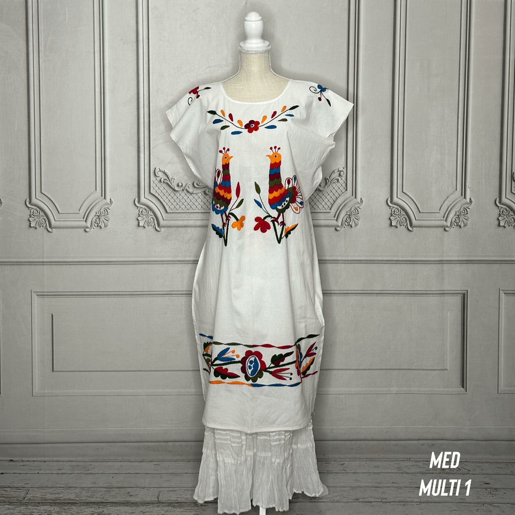 Paradise Huipil Dress -  Huautla Birds Multi Paradise Huipil Dress -  Huautla Birds Multi