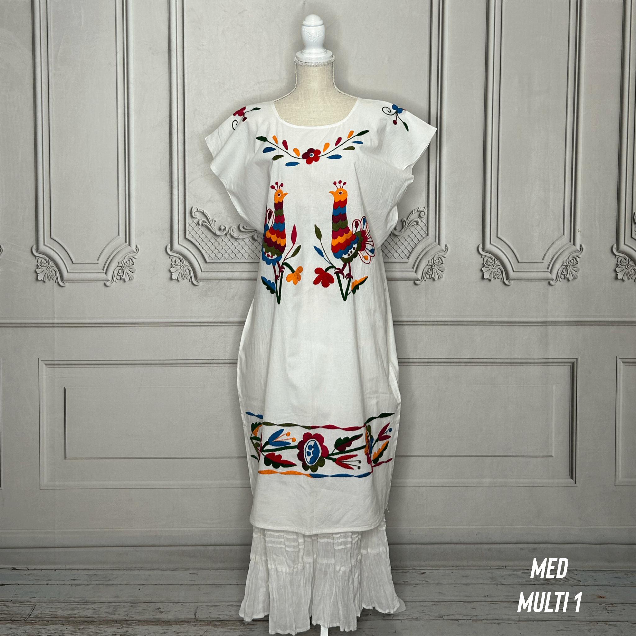 Paradise Huipil Dress -  Huautla Birds Multi Paradise Huipil Dress -  Huautla Birds Multi