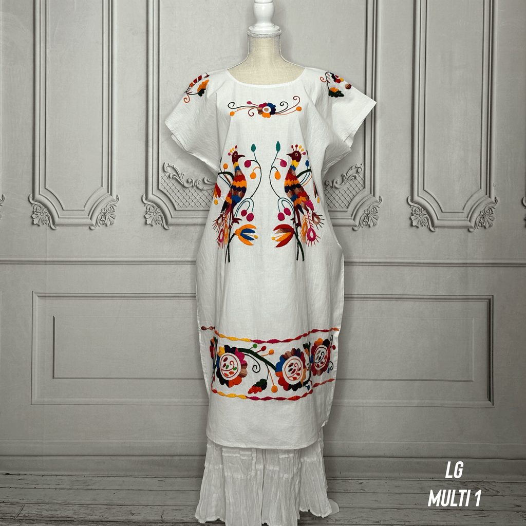 Paradise Huipil Dress -  Huautla Birds Multi Paradise Huipil Dress -  Huautla Birds Multi