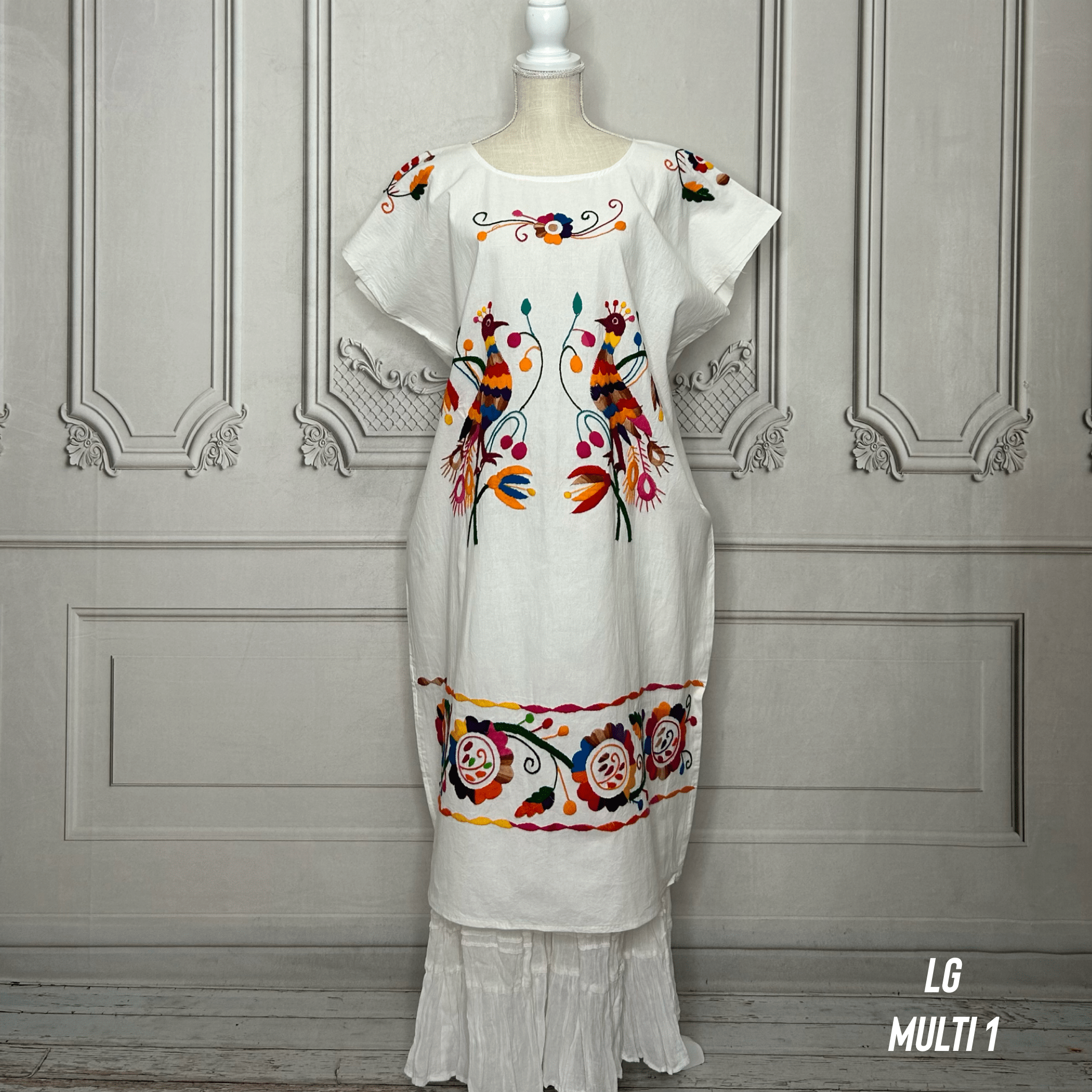 Paradise Huipil Dress -  Huautla Birds Multi Paradise Huipil Dress -  Huautla Birds Multi