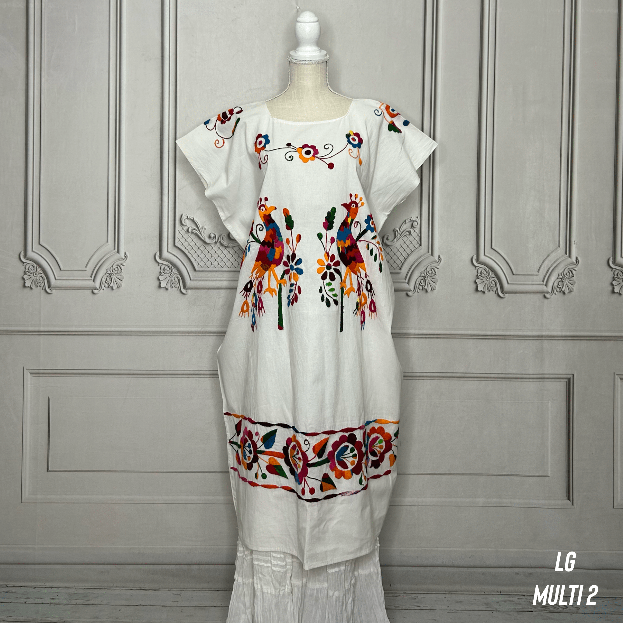 Paradise Huipil Dress -  Huautla Birds Multi Paradise Huipil Dress -  Huautla Birds Multi