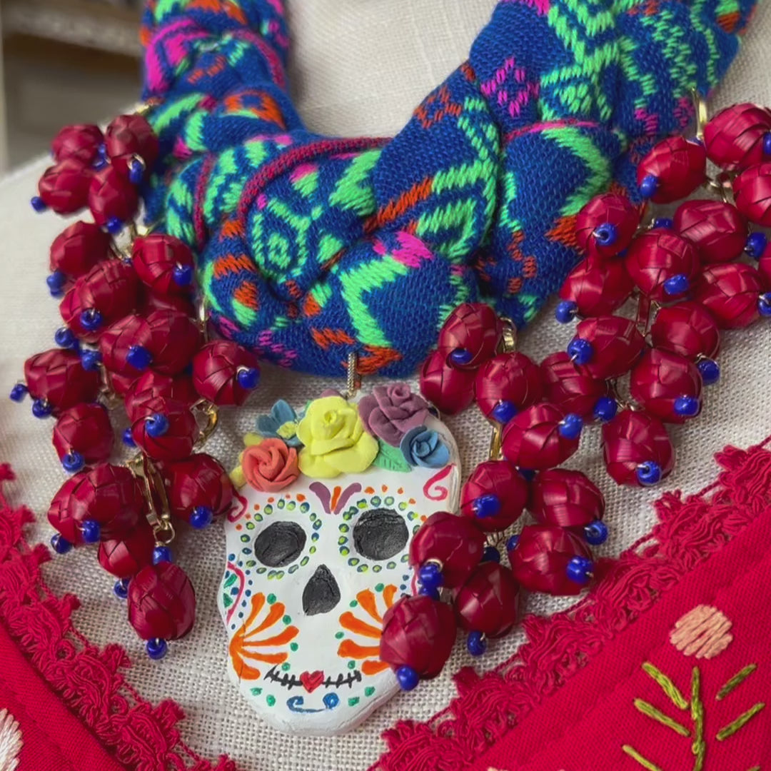 Day of the Dead Necklace Set - Cambaya Blue
